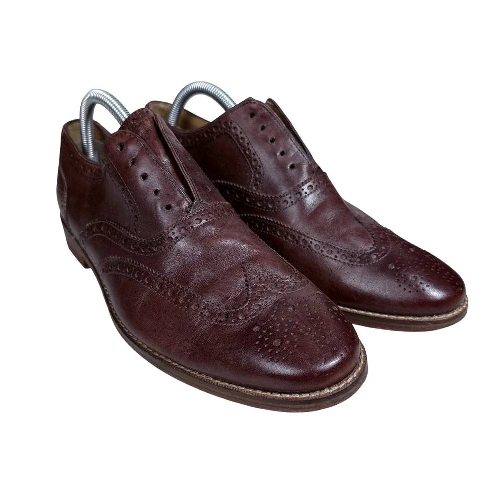 Cole Haan Wingtip Oxford Mens 8.5 Brown Leather Grand.OS Brogue Dress Shoes